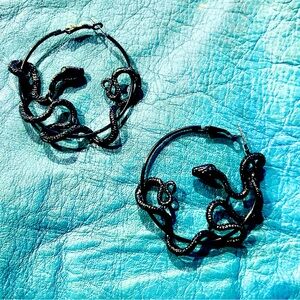 Black Snake Hoop Earrings